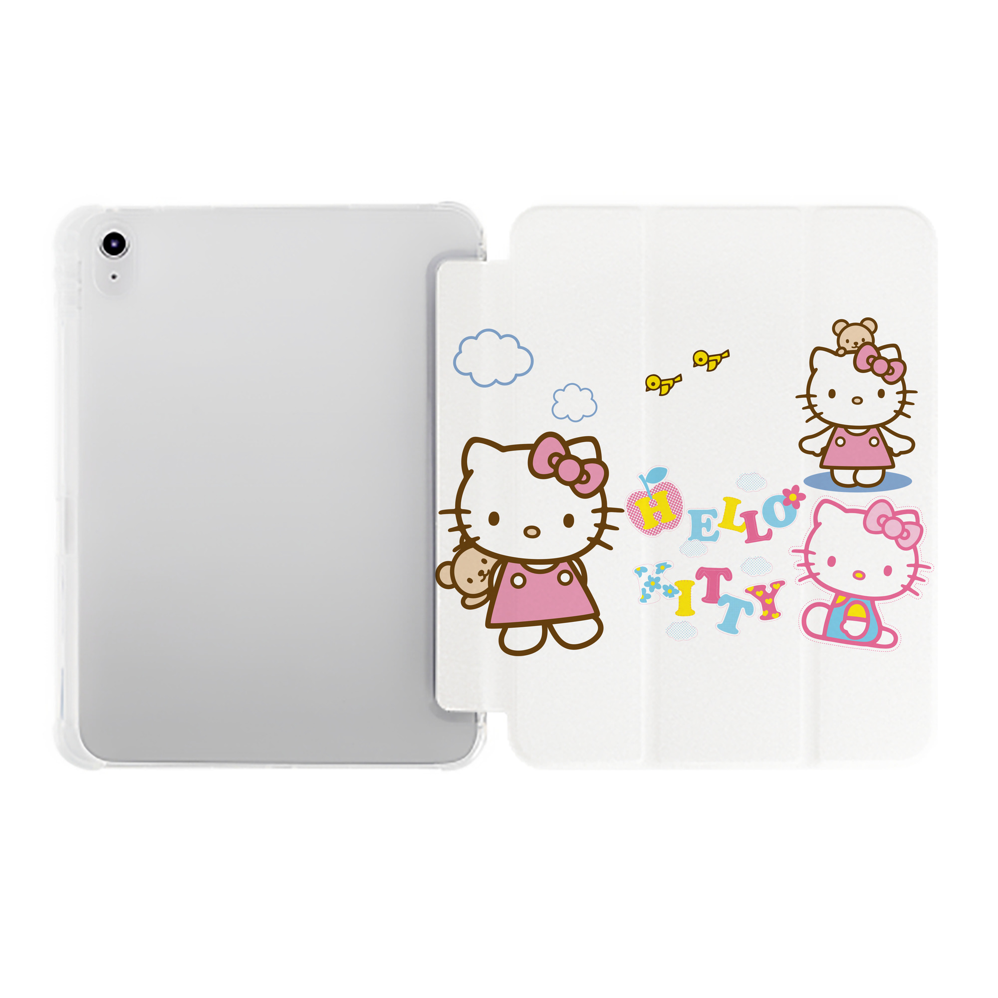 （画像用） Hello Kitty ハローキティ IPad ケース ペン収納付き 三つ折りスタンド PUレザー×シリコン 対応機種9.5/10.5/10.9インチ